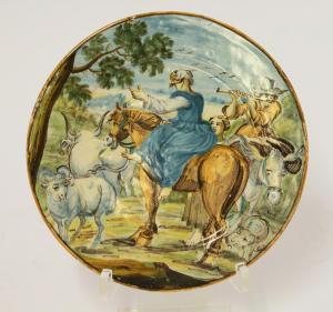 CASTELLI,A woman in a blue dress side saddle on a horse,1740,Sworders GB 2014-09-09