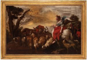 CASTIGLIONE IL GRECHETTO Giovanni Benedetto,Il viaggio di Rebecca,1632,Wannenes Art Auctions 2023-11-29