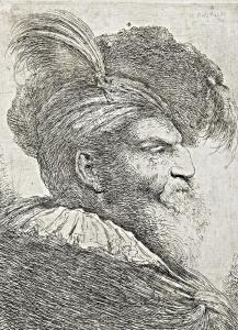 CASTIGLIONE IL GRECHETTO Giovanni Benedetto 1609-1664,Portrait of a man wearing a ,Nagyhazi galeria 2016-12-13