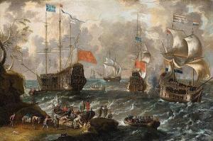 CASTRO Lorenzo A 1664-1700,Two Seascapes with Dutch and English Ships,Lempertz DE 2014-11-15