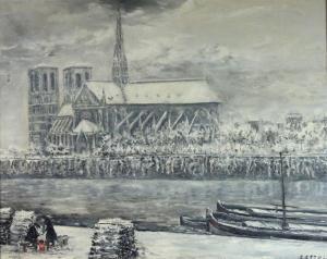 CATALA Jean,Vue de Notre Dame de Paris sous la neige,Osenat FR 2012-09-30