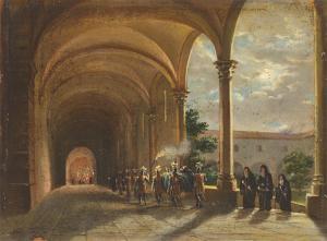 CATEL Franz Ludwig,Cloister with funeral procession in the evening,Villa Grisebach 2023-06-01