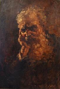 CATELIU teodor 1855,Cap de bãtrân / Portrait of an old man,GoldArt RO 2016-07-20