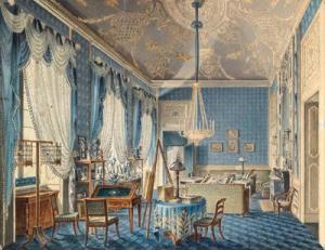 CATTANEO Jacques,A blue salon with birdcages,Palais Dorotheum AT 2009-06-16