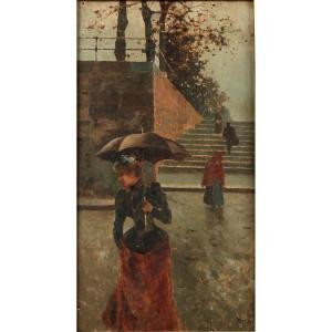 CATTI Michele 1855-1914,Donna con ombrello,Galleria Sarno IT 2024-03-13