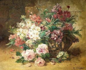 CAUCHOIS Eugene Henri 1850-1911,summer flowers in a basket,Sotheby's GB 2003-06-17