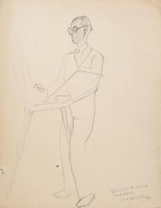 CAVAILLES Jules 1901-1977,Autoportrait  souvenir de la pochade,1944,Marambat-Camper FR 2024-02-14
