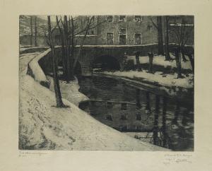 CAVALERI Ludovico 1867-1942,Ponte sotto la neve - Valganna,1916,Il Ponte Casa D'aste Srl 2016-11-17