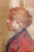 CAVALLERE A 1800-1900,Kvinnoporträtt i profil,1990,Uppsala Auction SE 2012-03-26