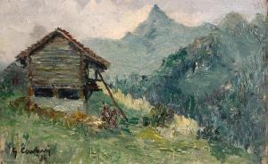 CAVANI GIAMBATTISTA,"Paesaggio montano", 1934, olio su cartone cm.14,5,1934,Tuttarte IT 2007-03-22