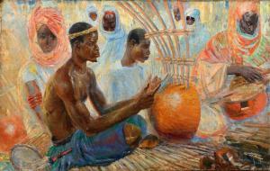 CAYON Henri 1878-1943,Groupe de musiciens, Niger,1918,Osenat FR 2023-11-19