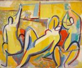 caziel 1906-1988,Abstract figures of bathers in yellow interior,1947,Heritage US 2009-10-21