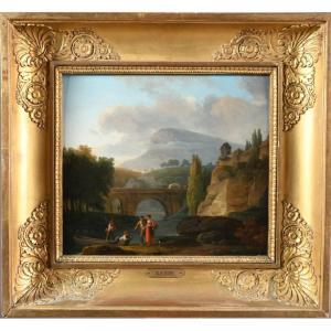 CAZIN Jean Baptiste 1782-1830,L\’embarquement dans un paysage italianisant,Herbette FR 2020-02-02