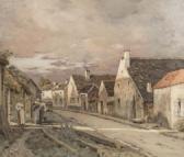 CAZIN Jean Charles 1841-1901,Rue de village animé,Neret-Minet FR 2015-12-16