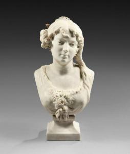 CERIBELLI Cesar Costantino R 1841-1918,une jeune femme en buste,1918,De Maigret FR 2020-12-04