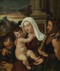 CERNOTTO Stefano 1530-1548,THE HOLY FAMILY WITH SAINT JOHN THE BAPTIST, A MOU,Sotheby's 2017-01-26