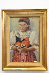 CERNOVICKA Luisa 1903-2008,Portrait jeune femme lisant,Rops BE 2021-06-06