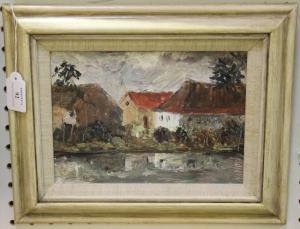 CERNOVICKY Josef M 1906-1991,Landscape with Houses near a River,Tooveys Auction GB 2018-10-31