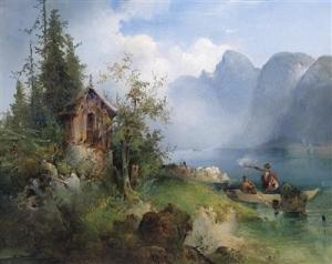 CERNY Karl,Landscape with Lake and decorative figures,1845,Palais Dorotheum AT 2011-12-06