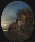 CERRUTI BEAUDUC Felice 1817-1896,Cavalier à cheval arrivant à l'auberge,1846,Christie's 2012-01-25
