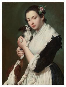 CERUTI Giacomo Antonio Melchiorre 1698-1767,Young Woman with Two Small Dogs,Sotheby's GB 2024-02-01
