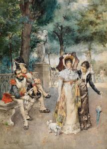CERVI Giulio 1854-1893,An Encounter in the Park,1885,Palais Dorotheum AT 2020-09-23