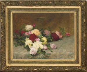CESBRON Achille Théodore 1849-1915,Roses scattered on a table,Christie's GB 2008-07-10