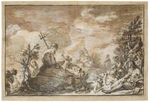 CESTARO Giacomo, Jacopo,Neptune crowned by a putto, surrounded by sea gods,Christie's 2024-02-01