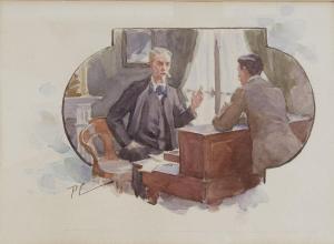 CHABAS Paul 1869-1937,Conversation au bureau,Chayette et Cheval FR 2024-04-12