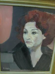 CHABIN Elisabeth 1944,Portrait de femme sur fond rouge,Baron Ribeyre & Associés FR 2015-03-04