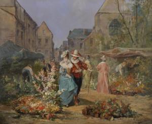 CHABRIER Georges,Elegant Figures in a Flower Market,John Nicholson GB 2020-07-17