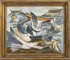 CHAFFEE Oliver Newberry 1881-1944,Seagulls,1943,Eldred's US 2018-11-16