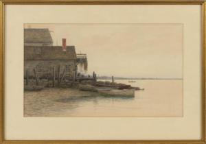CHAFFEE Samuel R 1850-1920,Small vessels moored by a pier,Eldred's US 2017-05-18