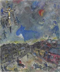 CHAGALL Marc 1887-1985,L'âne bleu dans le ciel du village,Christie's GB 2015-02-05