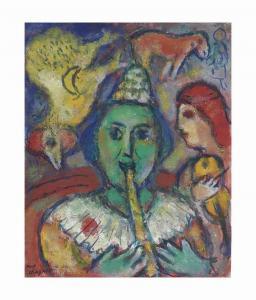 CHAGALL Marc 1887-1985,Le clown flûtiste au coq,Christie's GB 2015-05-15