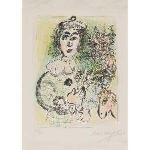 CHAGALL Marc 1887-1985,THE CLOWN WITH FLOWERS,1963,Freeman US 2017-11-07