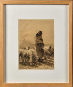 CHAIGNEAU Jean Ferdinand 1830-1906,Bergère et son troupeau,Osenat FR 2023-06-18