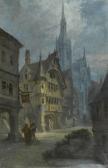 CHAIGNON Alphonse 1828,A view of a town, thought to be Rouen, with figure,Bonhams GB 2014-02-09