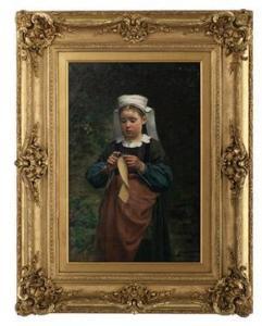 CHAILLOU Narcisse 1837-1916,La Petit Tricoteuse de Pont-Aven,New Orleans Auction US 2021-03-27