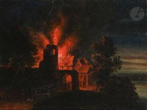 CHAILLY Victor 1800-1800,L\’incendie du presbytère,19th century,Ader FR 2021-05-04
