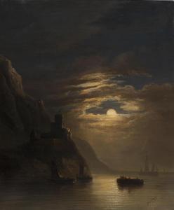 CHAINBAUX Louis Nicholas 1831-1851,Moonlit coastal scene with boats,1849,Bonhams GB 2012-09-05