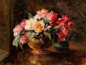 CHALEYE Jean 1878-1960,Roses sur fond brun,William Doyle US 2024-01-10