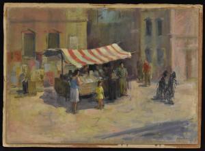 CHALKER Jack Bridger 1918-2014,Street Stall, Piazza St. Marco, Flo,Bamfords Auctioneers and Valuers 2018-11-07
