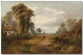 CHALLAR J 1800-1800,Rural landscape withfigures on a path and cottages,Gilding's GB 2008-09-02