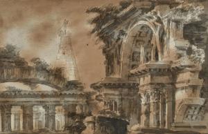 CHALLE Charles Michel Ange 1718-1778,Caprice architectural,Aguttes FR 2023-11-29