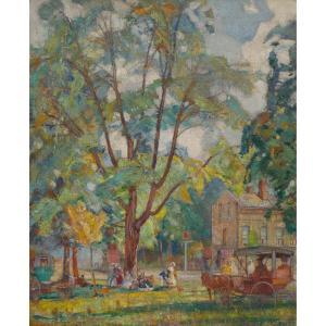 CHALLENER Frederick Sproston 1869-1959,WAITING FOR THE STAGE COACH,1939,Waddington's CA 2025-03-27