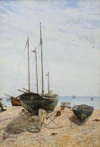 CHALLISS A E,Fishing boats drawn up on to a beach,1898,Canterbury Auction GB 2016-10-04