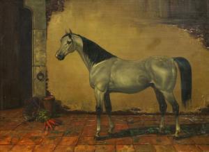 CHALON K.S. 1872-1932,A dapple grey standing in a courtyard,Rosebery's GB 2017-12-06
