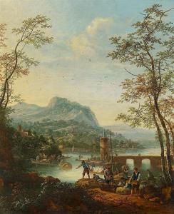 CHALON Louis 1687-1741,Riverscape with Travellers,1725,Van Ham DE 2017-05-19