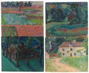 Chamberlain Judith 1893-1965,Landscape w/structure,1924,Butterscotch Auction Gallery US 2018-07-22